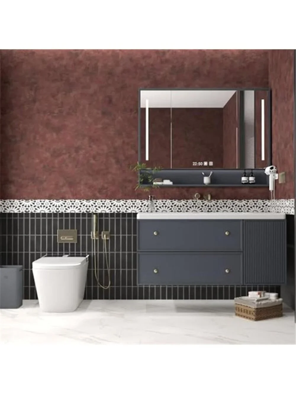 Red Gold Concrete Wallpaper Peel And Stick Metallic Contact Paper Wall Decor